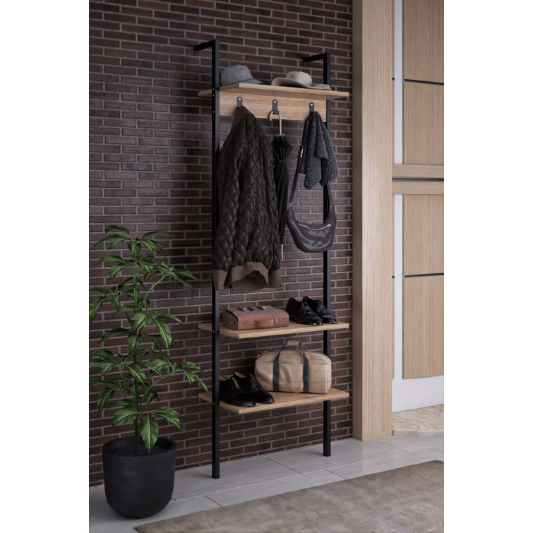 Narrow coat rack discount with shoe storage